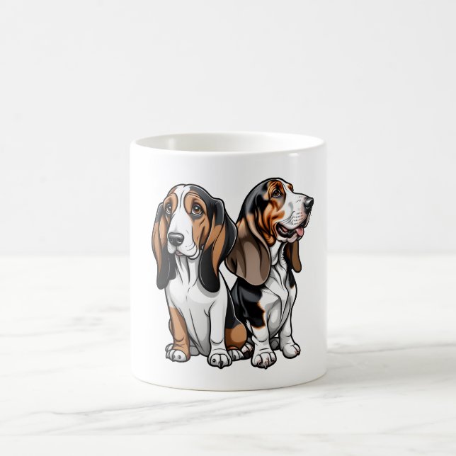 Taza De Café Dos límites basset de Personalizado curado (Centro)
