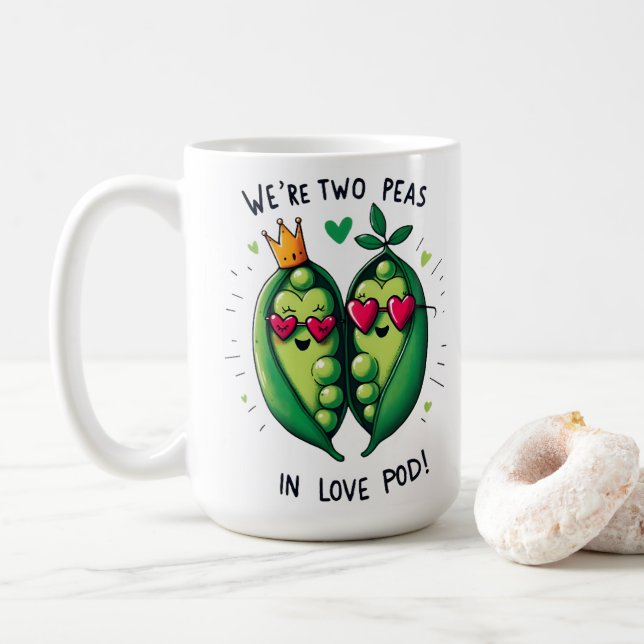 Taza De Café Dos maricas en un San Valentín adorable de amor (Con donut)