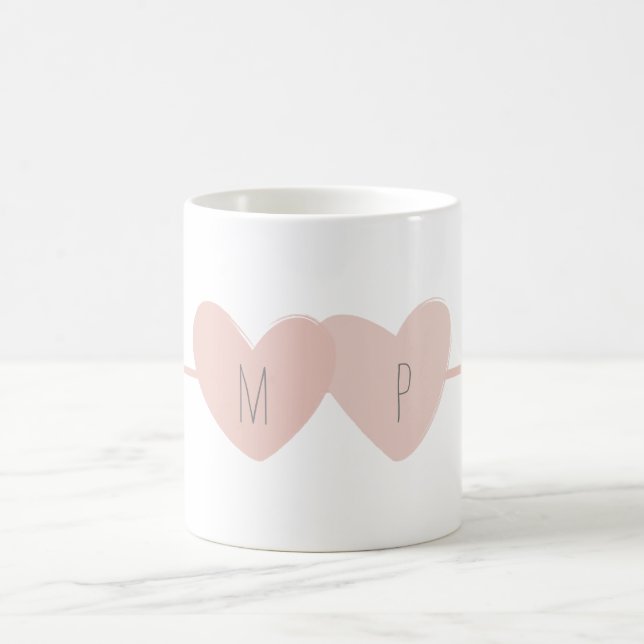 Taza De Café Dos Mug del Corazón (blanco) (Centro)