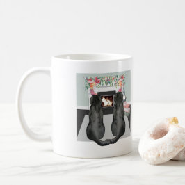 Taza De Café Dos Navidades negros de perros de Labrador con chi