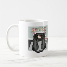 Taza De Café Dos Navidades negros de perros de Labrador con chi