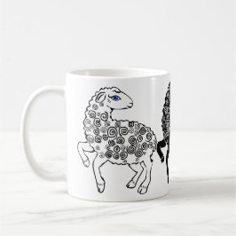 Taza De Café Dos ovejas blancas un arte popular de las ovejas