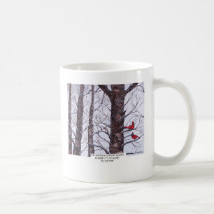 Taza De Café Dos pájaros rojos en invierno