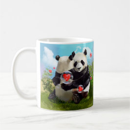 Taza De Café Dos pandas en el abrazo amoroso