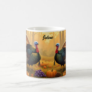 Taza De Café Dos pavos salvajes Acción de Gracias