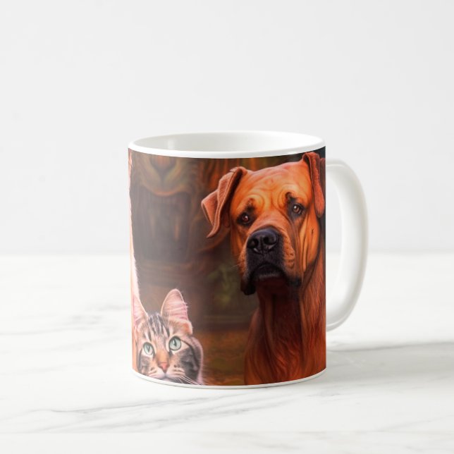Taza De Café Dos perros y un gato (Anverso derecho)