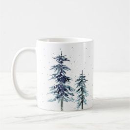 Taza De Café Dos Pinos Invernales Acuáticos 2