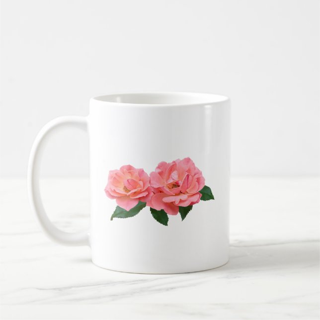 Taza De Café Dos rosas rosadas Delicadas (Izquierda)
