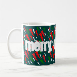 Taza De Café Dos tonos verdes más rojo blanco Feliz Navidad