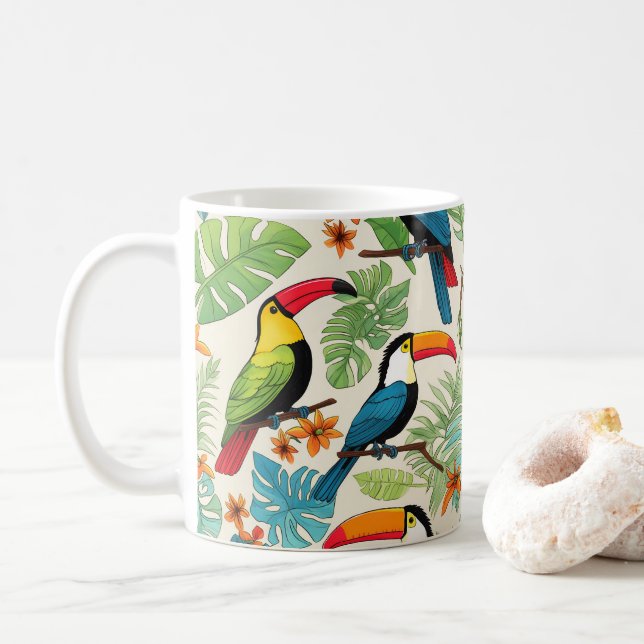 Taza De Café Dosel de Tucán Tropical (Con donut)