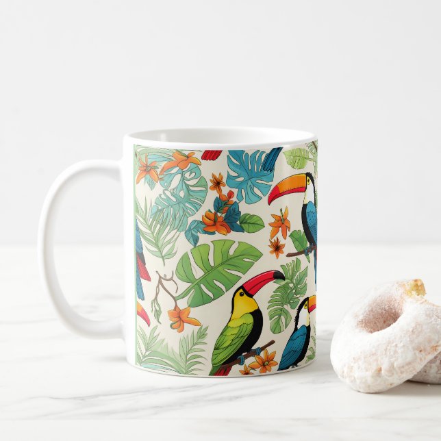 Taza De Café Dosel de Tucán Tropical (Con donut)