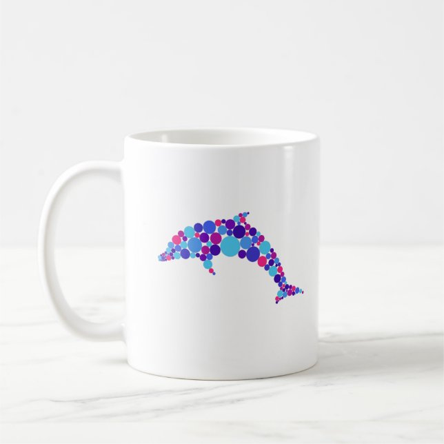 Taza De Café Dot Dolphin Colorfull Abstract Sea Animal (Izquierda)