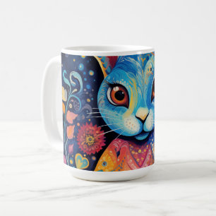 Taza De Café Dotty Delight: Conejo de Doodle Arcoiris