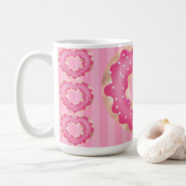 Taza De Café Doughnut del corazón rosado