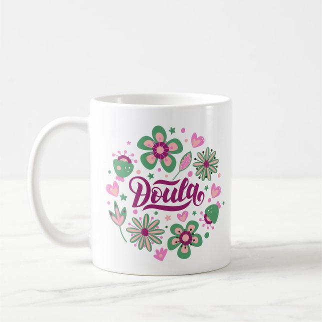 Taza De Café Doula Mug con diseño floral (Izquierda)