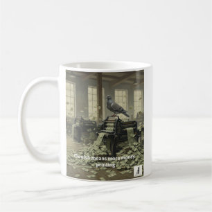Taza De Café Dovish Significa Más Impresión De Dinero