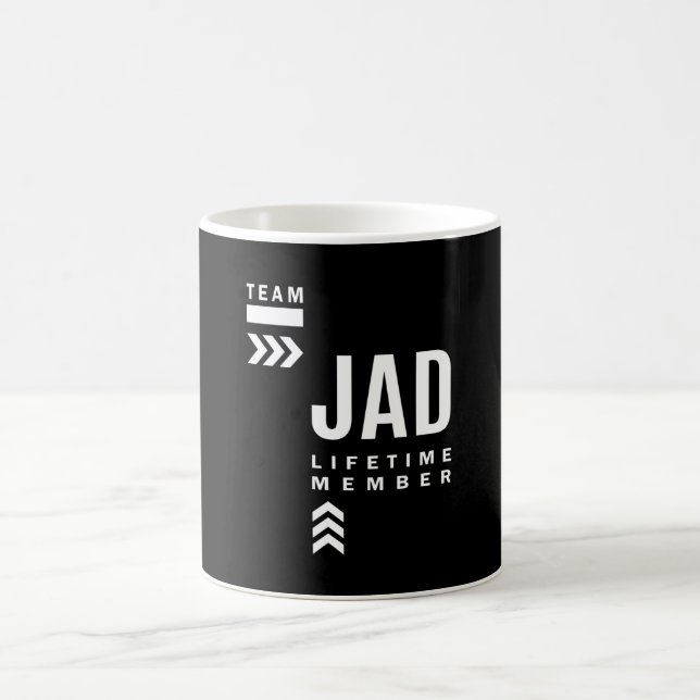Taza De Café Doy de cumpleaños al nombre personalizado de Jad (Centro)