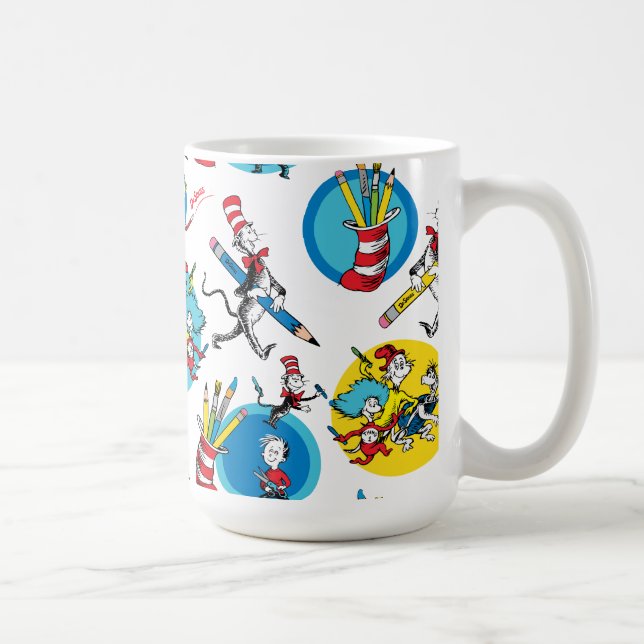 Taza De Café Dr. Seuss | Caracteres con patrón de lápices (Derecha)