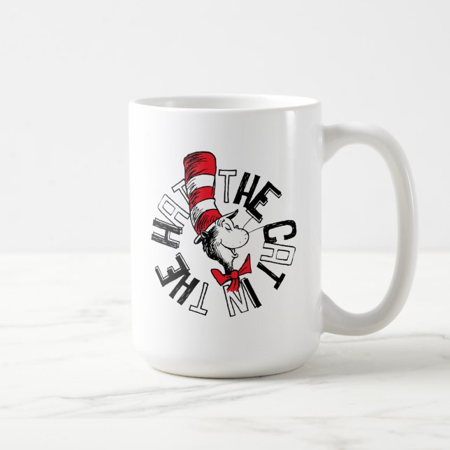 Taza De Café Dr. Seuss | Gato en el arte redondo Gorra (Derecha)