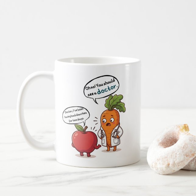 Taza De Café Dr. Zanahoria con su primer paciente (Con donut)