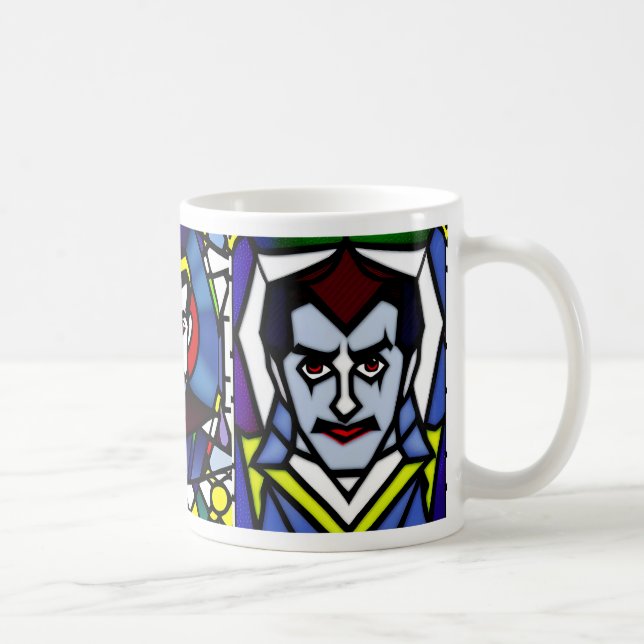 Taza De Café Drácula de vidrio manchado Halloween Drácula Mug (Derecha)
