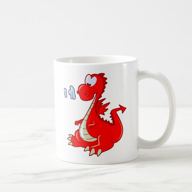 Taza De Café dragon302 PERSONALIZADO ROJO DRAGON CUTE FELIZ GRA (Derecha)