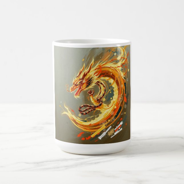 Taza De Café Dragón Amarillo Dorado (Centro)