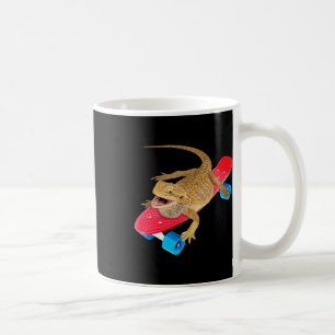 Taza De Café Dragón Barbudo Divertido Patinando Pagona Lagarto 