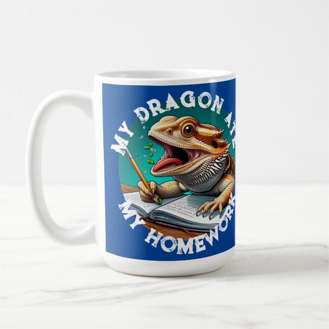 Taza De Café Dragón Barbudo Divertido Se Comió La Tarea (Izquierda)