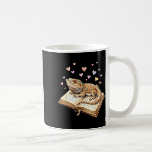 Taza De Café Dragón barbudo leyendo amante del libro de reptile