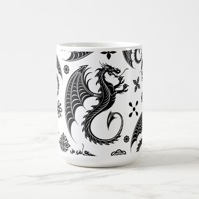 Taza De Café Dragon Black Shape Tattoo Style (Centro)