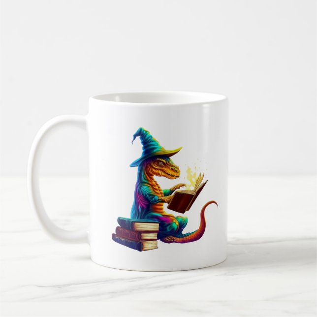 Taza De Café Dragon Bookworm - Cute Fantasy Leyendo Lover Desig (Izquierda)