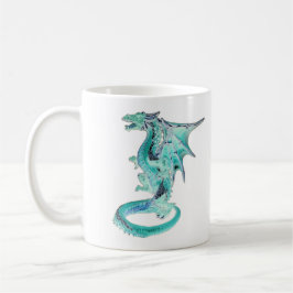 Taza De Café Dragón Cerámico Azul Celeste Personalizable