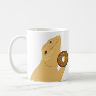 Taza De Café Dragón con barba Lizard Holding Donut Coffee Mug