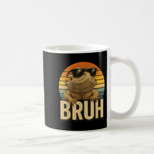 Taza De Café Dragón con barba Retro Bruh Funny Vintage Lizard