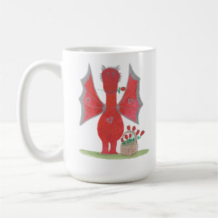 Taza De Café Dragón con rosas rojas