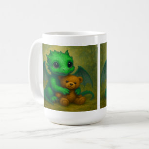 Taza De Café Dragón de bebé ordeñable verde de cachorro con oso