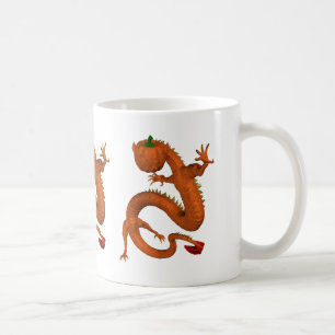 Taza De Café Dragón de calabaza de Halloween naranja