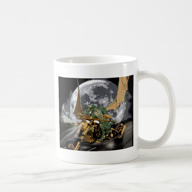 Taza De Café Dragón de carreras de arrastre y arte de fantasía  (Derecha)