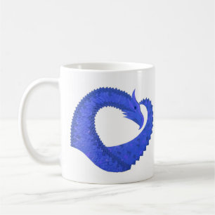 Taza De Café dragón de corazón azul sobre blanco