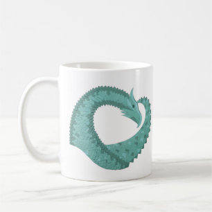 Taza De Café Dragón de corazón verde sabio sobre blanco