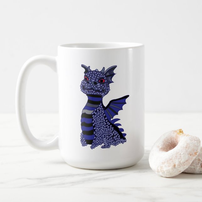 Taza De Café Dragón de diamantes azul (Con donut)
