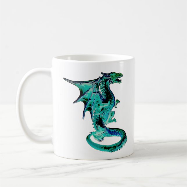 Taza De Café Dragón de Fantasía Azul Mar (Izquierda)