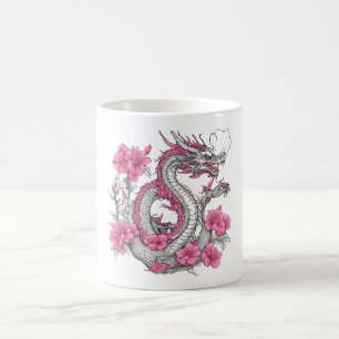 Taza de café Dragón de Flores