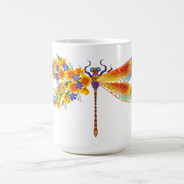 Taza De Café Dragón de flores amarillas (Centro)