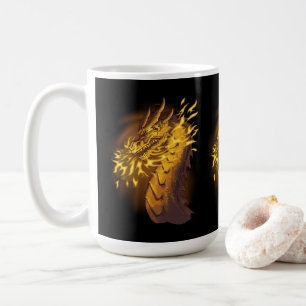 Taza De Café Dragón de Fuego Dorado