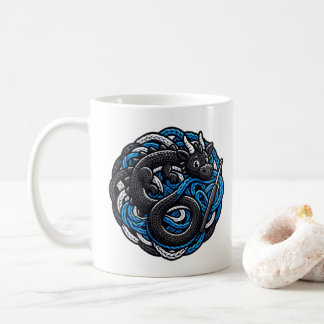 Taza De Café Dragón de ganchillo enredado en hilo azul de regal