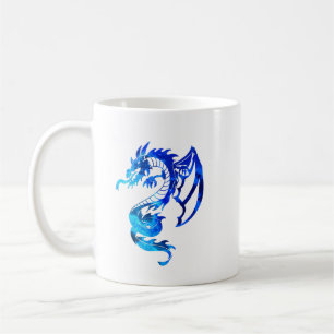Taza De Café Dragón de tatuaje tribal azul