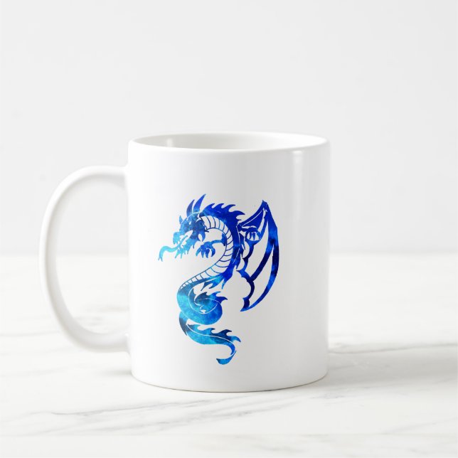 Taza De Café Dragón de tatuaje tribal azul (Izquierda)