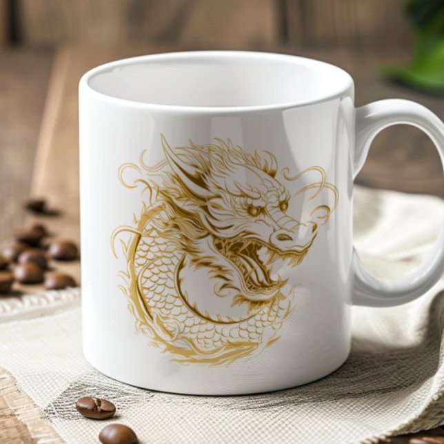 Taza De Café Dragón dorado Dragón chino (Subido por el creador)